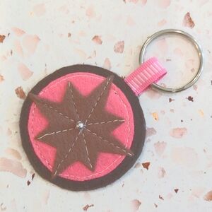 Compass Rose Handcrafted Key Tag "Not All Who Wander Are Lost" Felt Bead | New#1